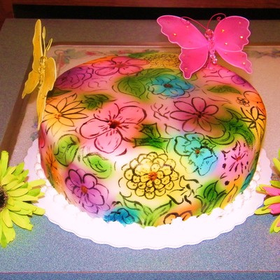 Airbrushed Flower Cake