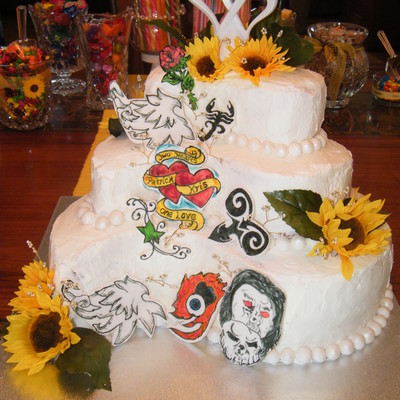 Tattoo Themed Wedding Cake