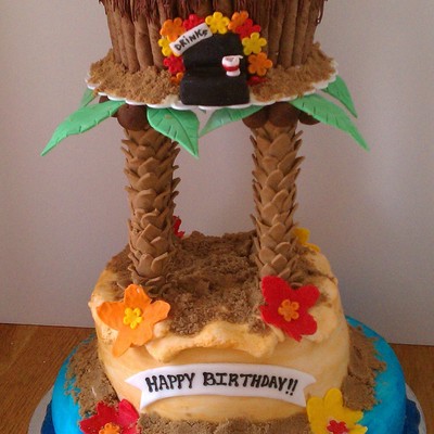 Tiki Hut Ocean Beach Cake