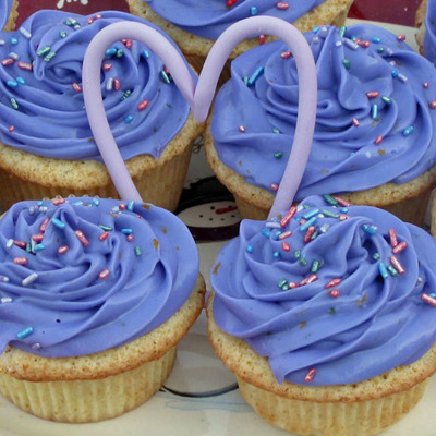 Lavender Cupcakes With Lavender Cream Filling And Citrus Cream Cheese Frosting.