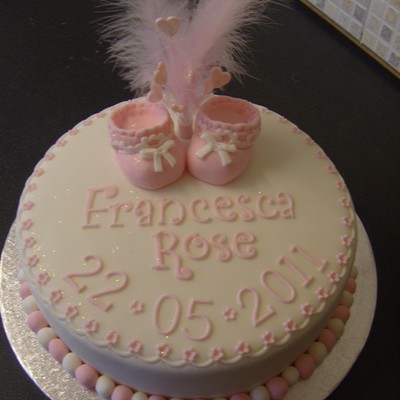 Baby Girls Bootee Christening Cake