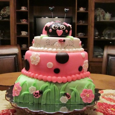 Pink Ladybug Cake