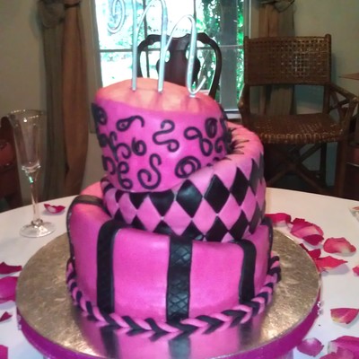 Pink And Black Wedding Cake