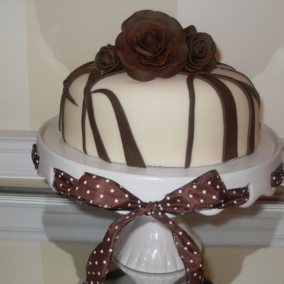 Brown Rose Modern Fondant Cake