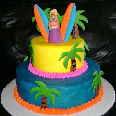 Hawaiian Hula Surf Cake