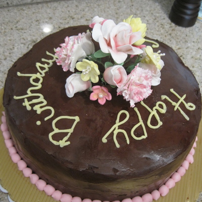 Ganache Cake With Flower Bouquet