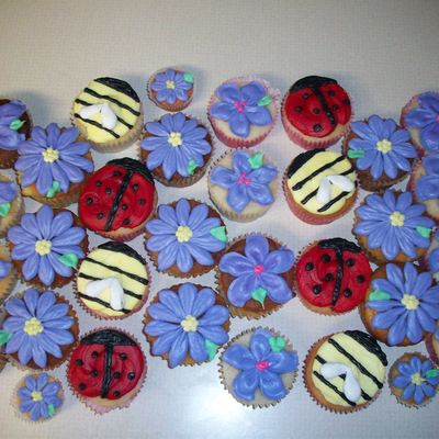 Buttercream Bugs And Flowers