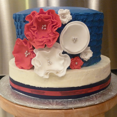 Blue & White Birthday Cake