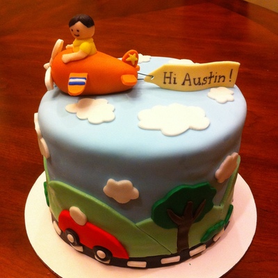 Airplane/car/truck Theme Baby Cake