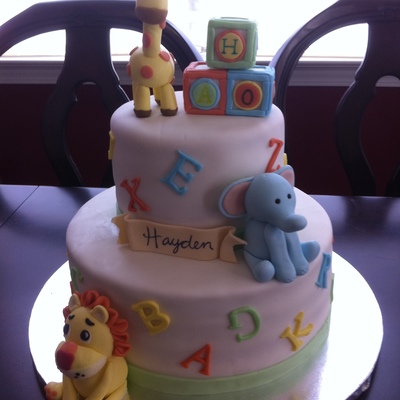 Safari Animals/ Alphabet Baby Shower Cake