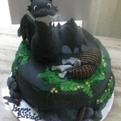 Night Fury Themed Birthday Cake