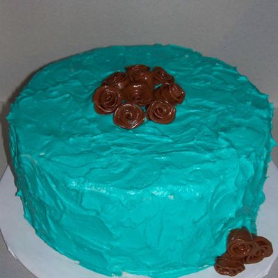 Teal With Brown Roses