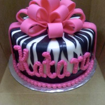 Zebra Bow Birthday Cake