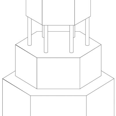 Hex 2 Stacked Tiers Top On Pillars