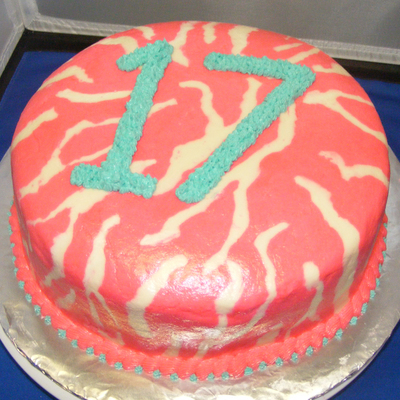 Zebra Stripe Pink And White Birthday Cake