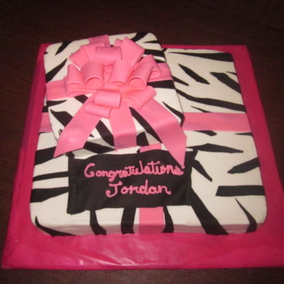 Graduation Cake W/ Zebra Stripes