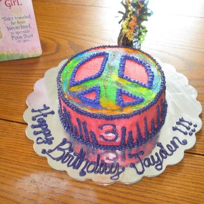 Tie Dye Peace Sign Cake