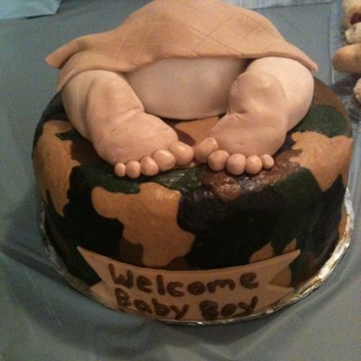 Camo Baby Rump Baby Shower Cake