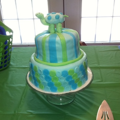 Blue/green Turtle Baby Shower Cake