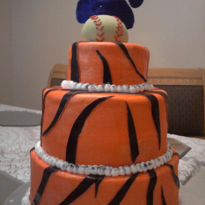 Softball Tiger Print Fondant Cake