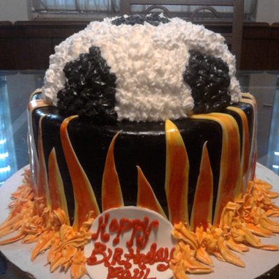 Flaming Soccer Ball Cake