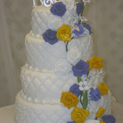 Purple And Yello Wedding Cake