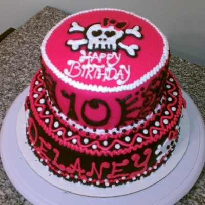 Pink And Black Skull Cake