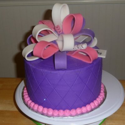 Purple Cake With Multi-Loop Fondant Bow