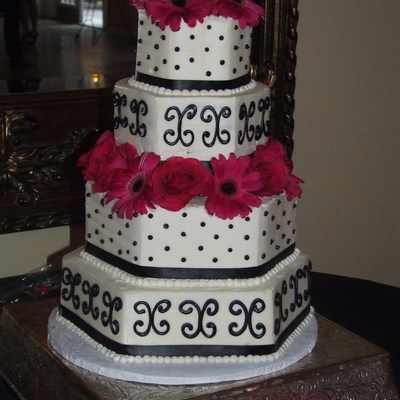 Pink And Black Wedding Cake