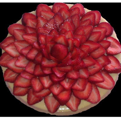 Fresh Strawberries On White Chocolate Cheesecake