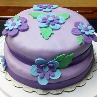 Purple Flower Fondant Cake