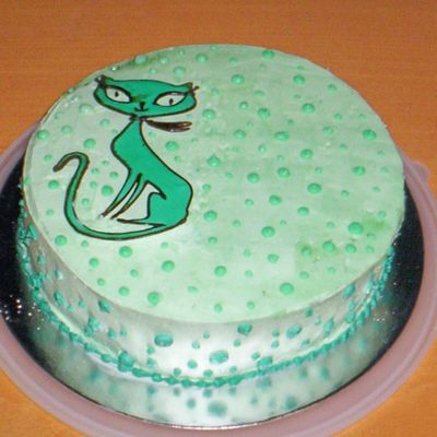 Green Cat Birthday Cake