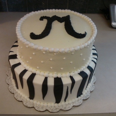 Zebra And Yellow W/dots Baby Shower Cake