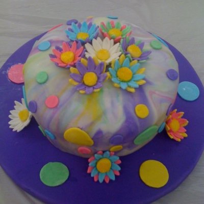 Tye Dyed Flower Cake
