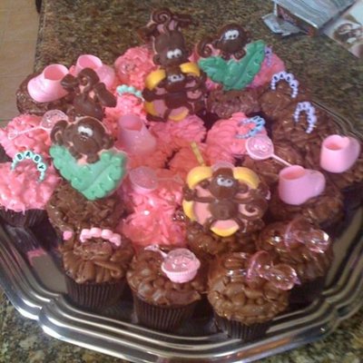 Monkey Girl Baby Shower Cupcakes