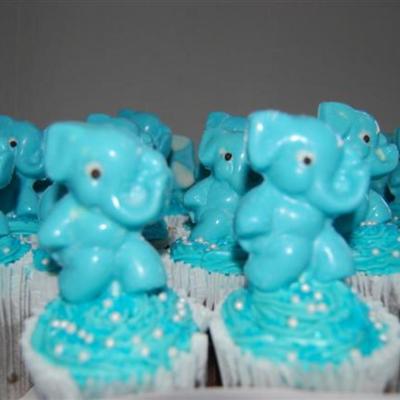 Baby Elephant Shower Cupcakes