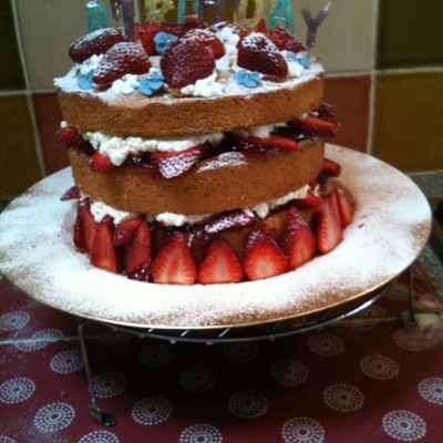 Tall Strawberry Victoria Sponge Cake