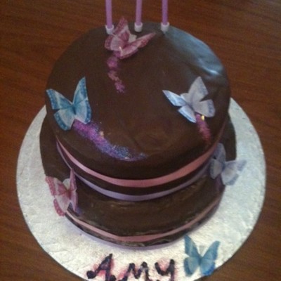 Butterfly And Chocolate Cake With Edible Glitter