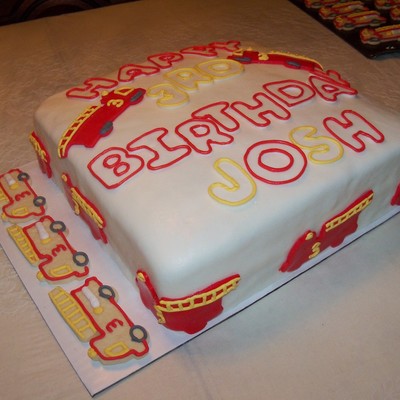 Birthday Cake With Fire Trucks