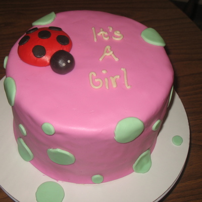 Ladybug And Polka Dots Baby Shower Cake