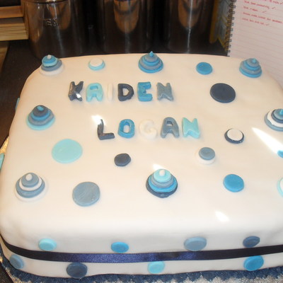 Blue White Birthday Cake