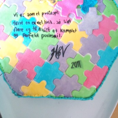 Puzzle Pieces Cake For Herning Gospel Vices