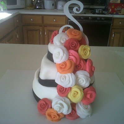 Colored Rose Anniversary Cake