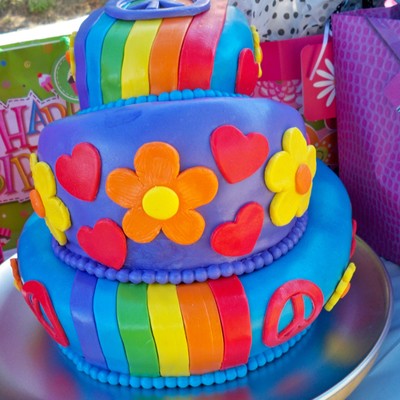 Topsy Turvy, Love, Peace And Flower Power Cake :)