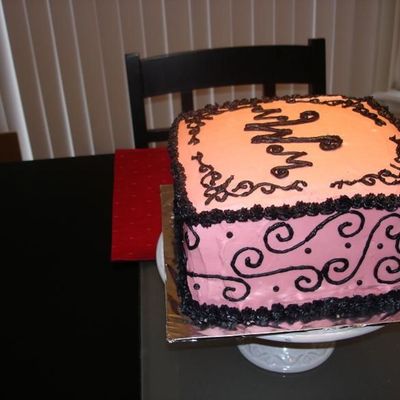 Pink W/black Scrolls