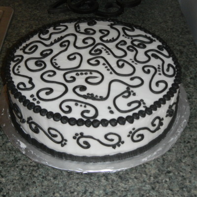 White With Black Scroll Work