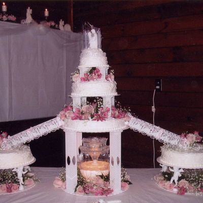 Pink Roses Wedding Cake
