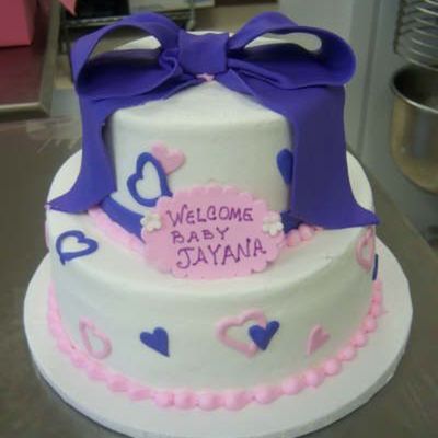 Purple Bow And Hearts Cake