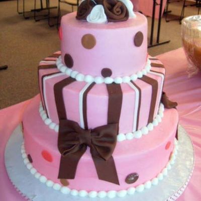 Pink And Chocolate Baby Shower Cake