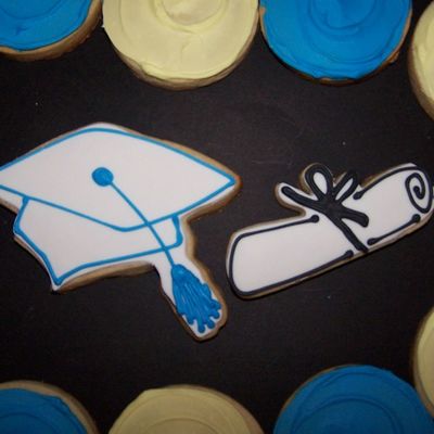 Graduation Cap And Scroll, And Plain Round To Match School Colors